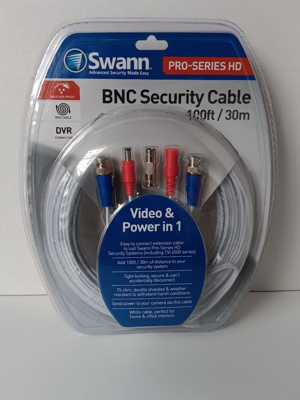 Swann Pro-Series HD BNC Security Cable Power DVR Security Camera 100ft/30m